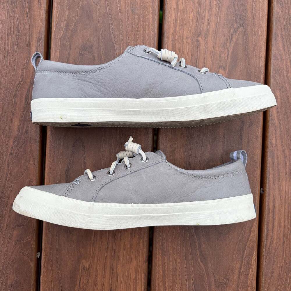 Sperry Crest Vibe Washable Leather Grey Low Top Sneakers Size 9 - Picture 4 of 7